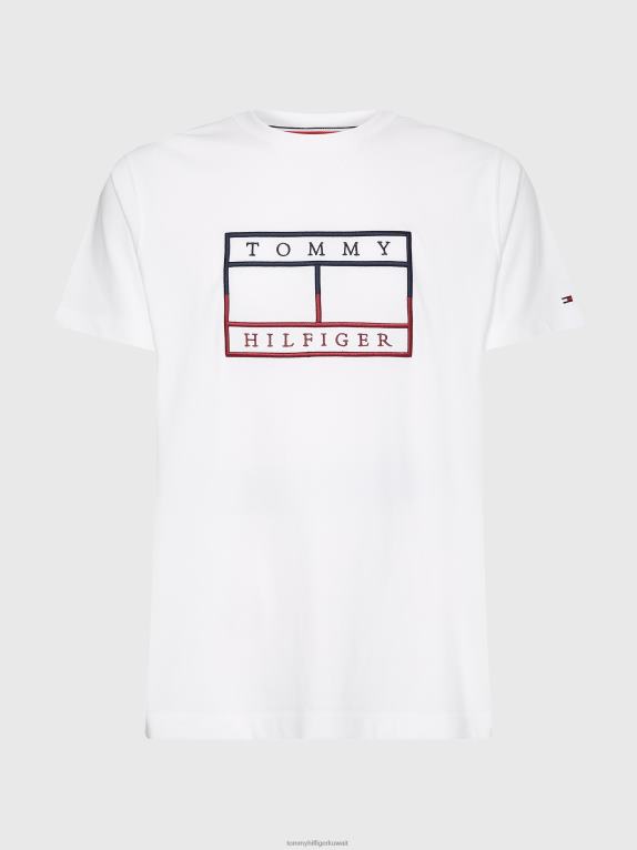أبيض Tommy Hilfiger بالإضافة إلى تي شيرت مطرز بالعلم الخطي 446441516
