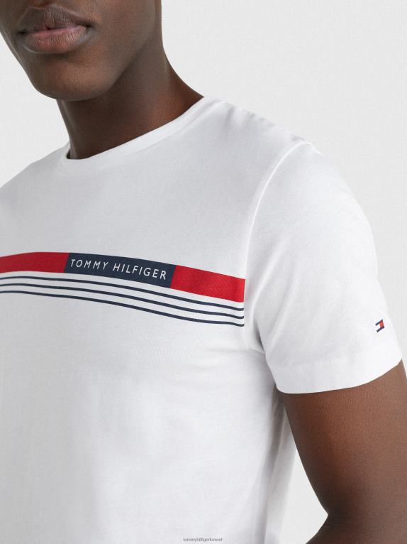 أبيض Tommy Hilfiger تيشيرت بشريط التوقيع 446441526