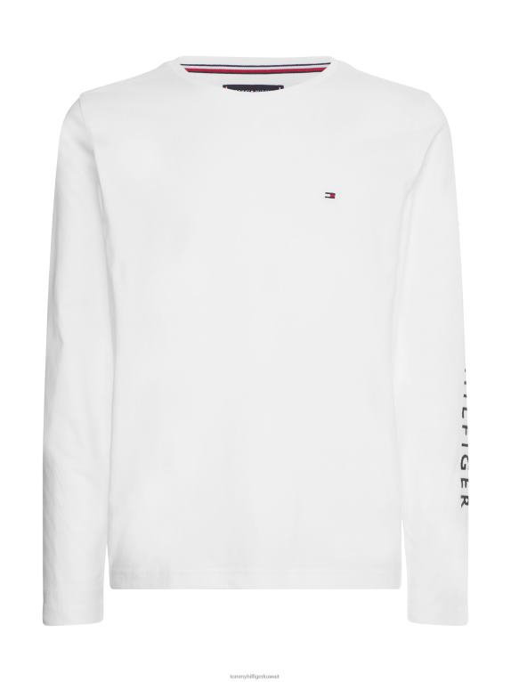 أبيض Tommy Hilfiger تيشيرت بأكمام طويلة وشعار جيرسي عضوي 446441531