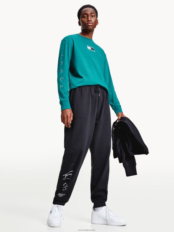 الأخضر الريفي Tommy Hilfiger تي شيرت معدني بأكمام طويلة وقصة مريحة 446441533