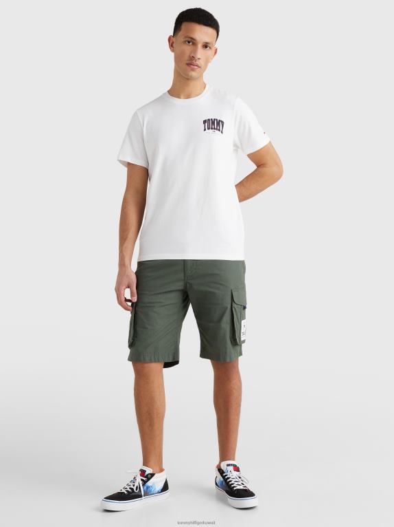 أبيض Tommy Hilfiger تي شيرت من القطن العضوي برسومات جامعية 446441541