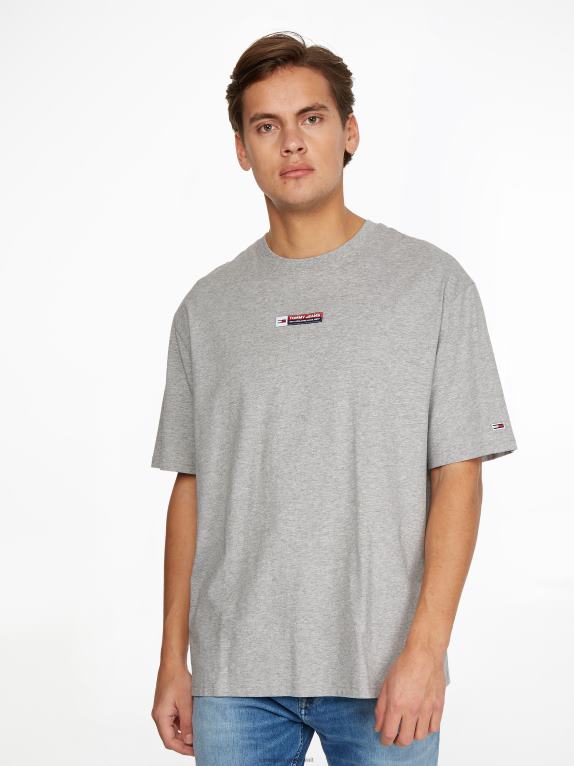 هيذر رمادي فاتح Tommy Hilfiger تيشيرت بشارة شعار الماركة من القطن العضوي التراثي 446441542