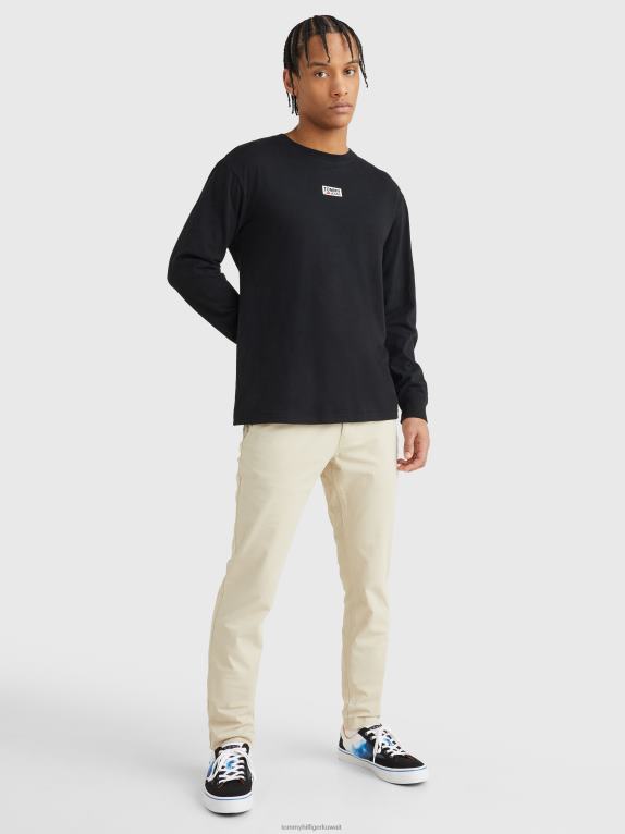 أسود Tommy Hilfiger تيشيرت بأكمام طويلة وشعار الماركة 446441564