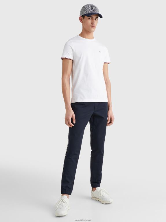 أبيض Tommy Hilfiger تي شيرت من القطن العضوي بأصفاد مميزة 446441580