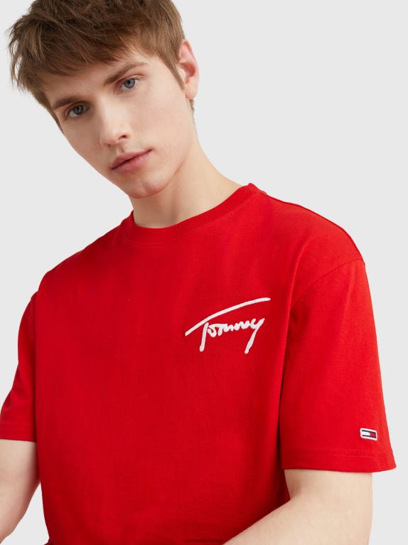 قرمزي عميق Tommy Hilfiger تيشيرت من القطن المعاد تدويره بشعار الماركة 446441585