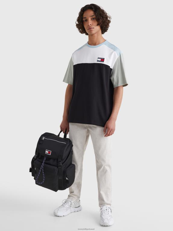 أسود/متعدد Tommy Hilfiger تي شيرت بشعار متباين الألوان 446441603
