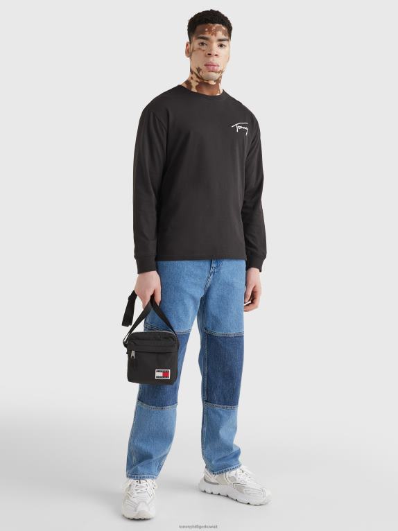 أسود Tommy Hilfiger تيشيرت بأكمام طويلة وشعار الماركة 446441613
