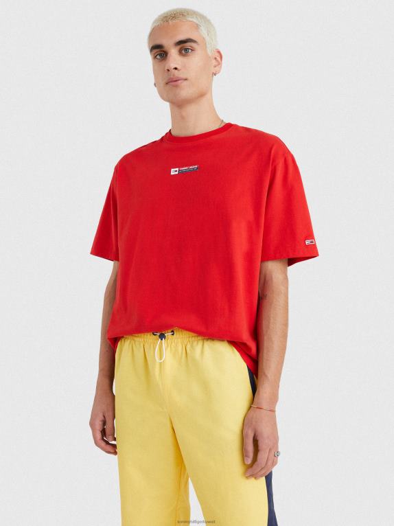قرمزي عميق Tommy Hilfiger تيشيرت بشارة شعار الماركة من القطن العضوي التراثي 446441615