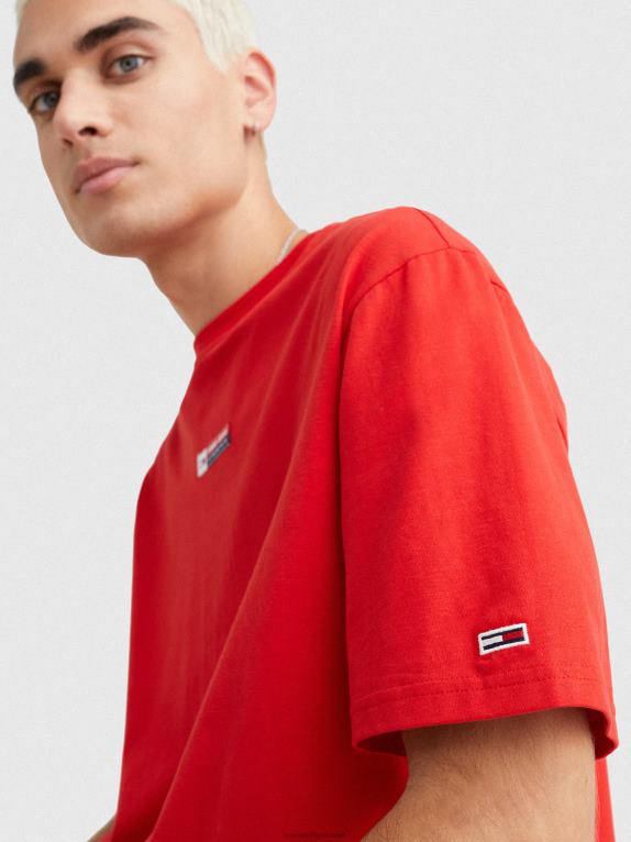 قرمزي عميق Tommy Hilfiger تيشيرت بشارة شعار الماركة من القطن العضوي التراثي 446441615
