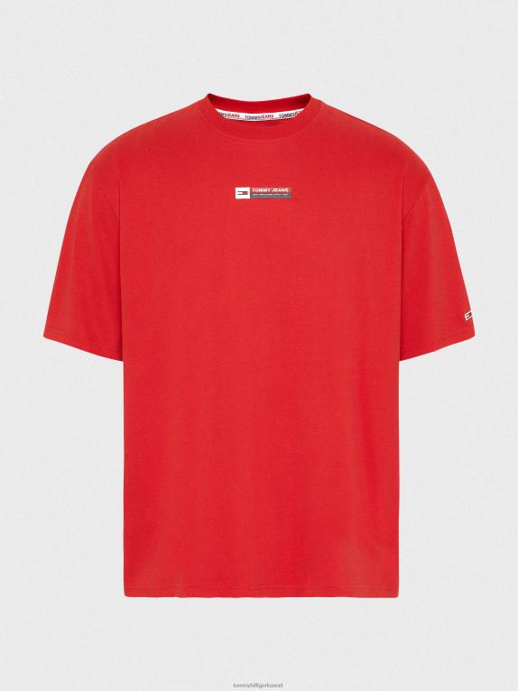 قرمزي عميق Tommy Hilfiger تيشيرت بشارة شعار الماركة من القطن العضوي التراثي 446441615