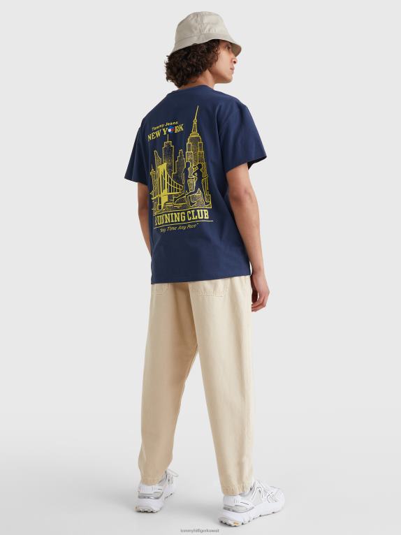 البحرية الشفق Tommy Hilfiger تيشيرت من القطن المعاد تدويره بشعار الماركة 446441624