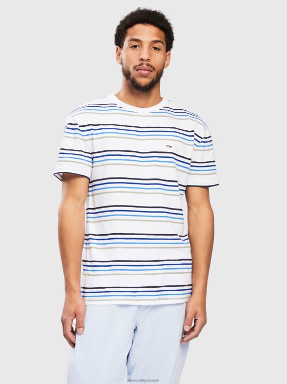 شريط أبيض Tommy Hilfiger تي شيرت كريب مخطط 446441625