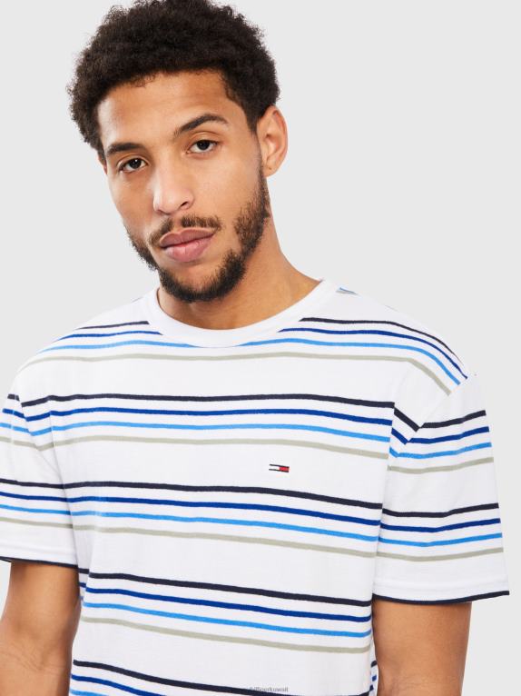 شريط أبيض Tommy Hilfiger تي شيرت كريب مخطط 446441625