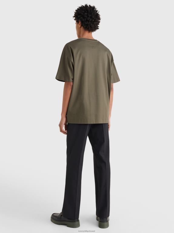 الجيش الأخضر Tommy Hilfiger تي شيرت قطن عضوي مطرز بشعار الماركة 446441637