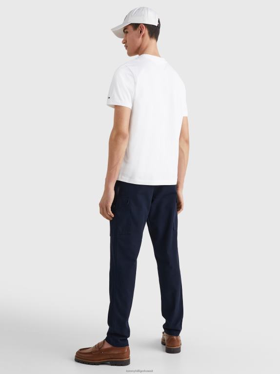 أبيض Tommy Hilfiger تي شيرت بشعار العلم متباين الألوان 446441656