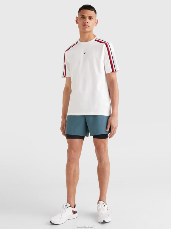 أبيض Tommy Hilfiger تي شيرت رياضي بشريط مميز 446441666