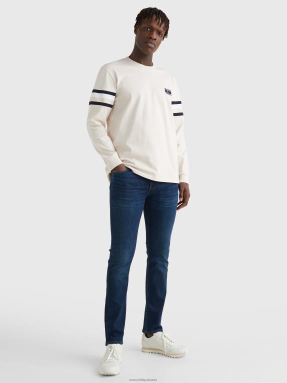 ريشة بيضاء Tommy Hilfiger تيشيرت بشريط توقيع وأكمام طويلة 446441673
