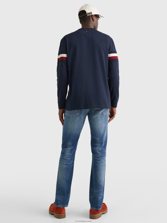 سماء الصحراء Tommy Hilfiger تيشيرت بشريط توقيع وأكمام طويلة 446441678