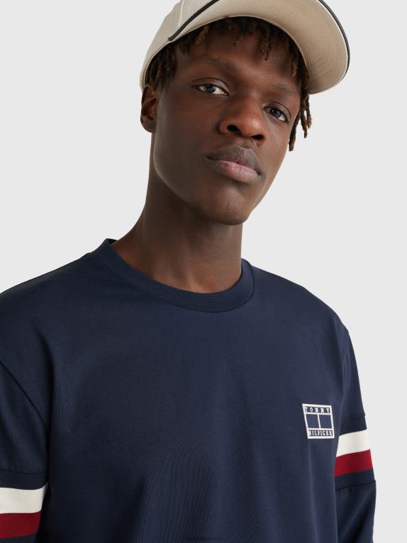 سماء الصحراء Tommy Hilfiger تيشيرت بشريط توقيع وأكمام طويلة 446441678