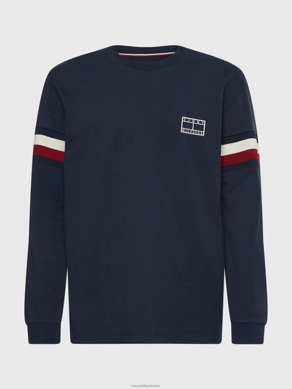 سماء الصحراء Tommy Hilfiger تيشيرت بشريط توقيع وأكمام طويلة 446441678