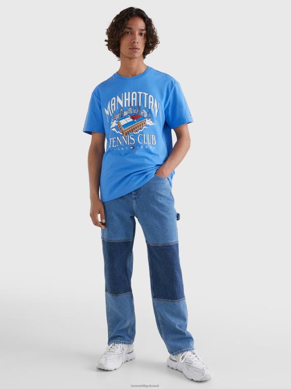 يفتن الأزرق Tommy Hilfiger تي شيرت من القطن المعاد تدويره بشعار الماركة 446441688