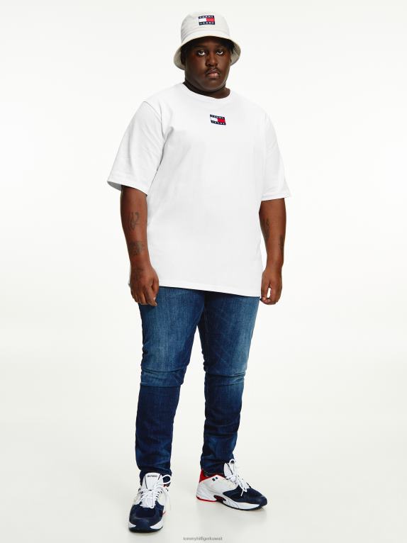 أبيض Tommy Hilfiger تي شيرت بشارة كبيرة وطويلة ومقاس مريح 446441694