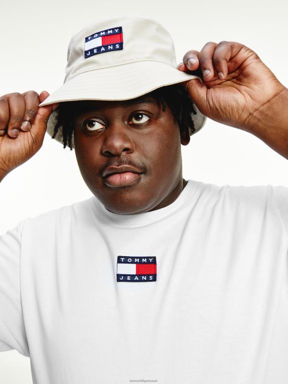 أبيض Tommy Hilfiger تي شيرت بشارة كبيرة وطويلة ومقاس مريح 446441694