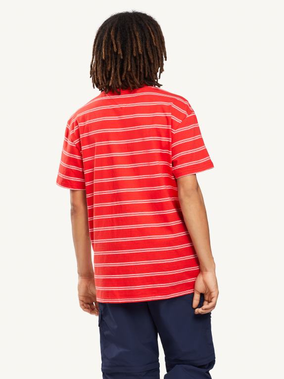 شريط قرمزي عميق Tommy Hilfiger تيشيرت مخطط بشعار الماركة 446441700