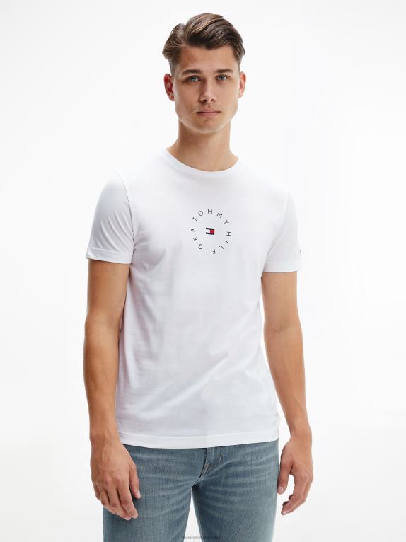 أبيض Tommy Hilfiger تيشيرت بشعار مستدير من القطن العضوي 446441708