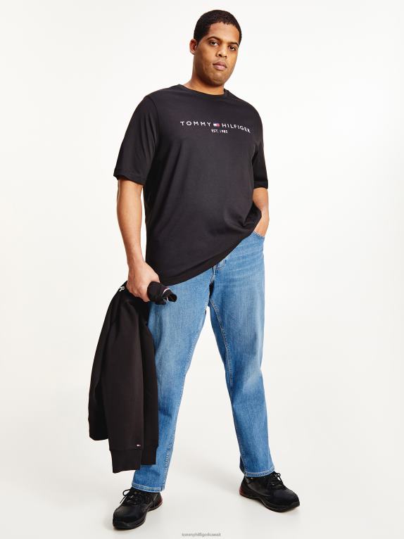 أسود Tommy Hilfiger تي شيرت مطرز بشعار كبير وطويل 446441722