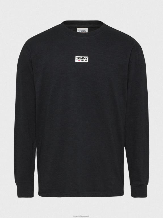 أسود Tommy Hilfiger تيشيرت بأكمام طويلة وشعار الماركة 446441730