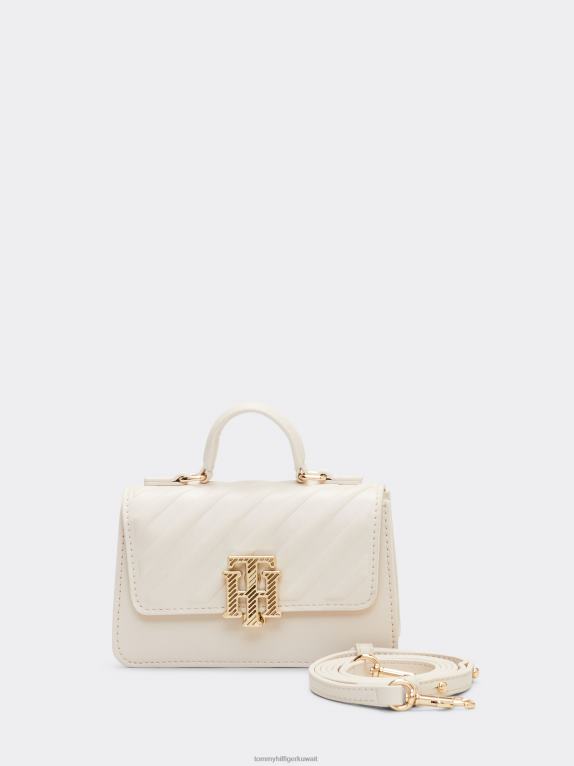 ريشة بيضاء Tommy Hilfiger حقيبة كروس صغيرة بنقش مونوغرام 446441765