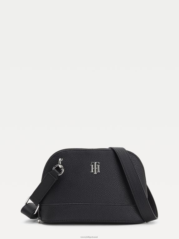 أسود Tommy Hilfiger حقيبة كروس من الحبوب المرصوفة بالحصى 446441788