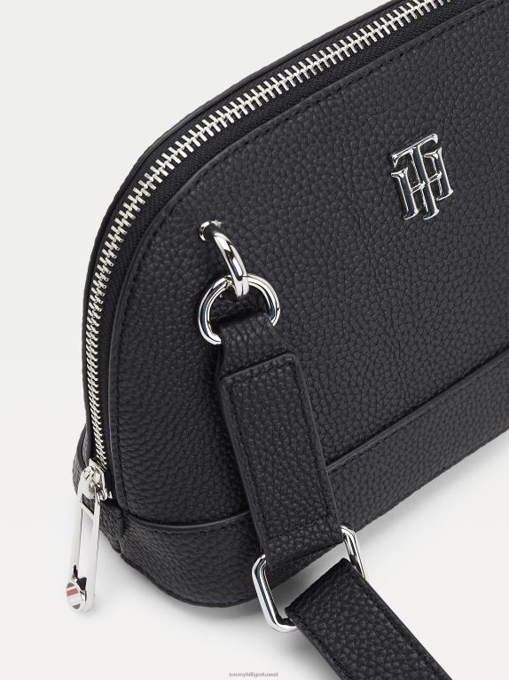 أسود Tommy Hilfiger حقيبة كروس من الحبوب المرصوفة بالحصى 446441788