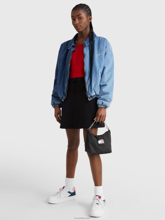 أسود Tommy Hilfiger حقيبة كتف ببروش الشارة 446441833