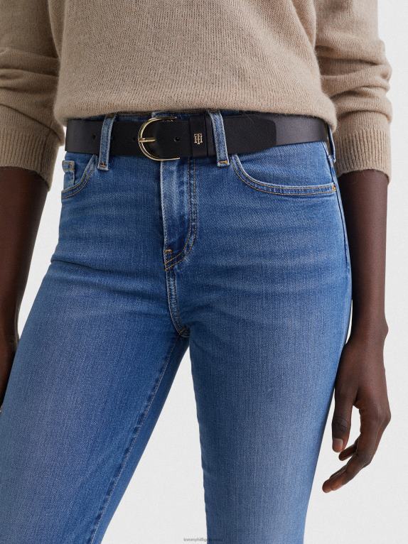 أسود Tommy Hilfiger حزام جلد مونوغرام 446441837