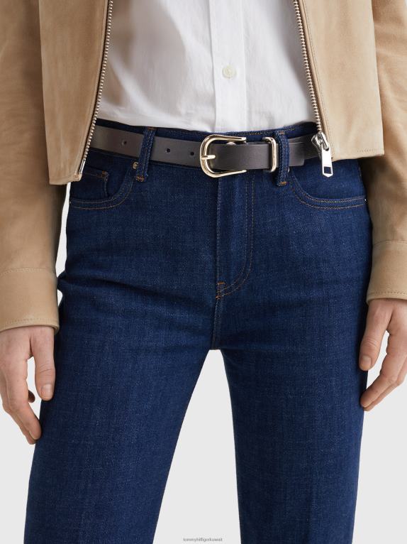 أسود Tommy Hilfiger حزام جلدي يحمل شعار التوقيع 446441843