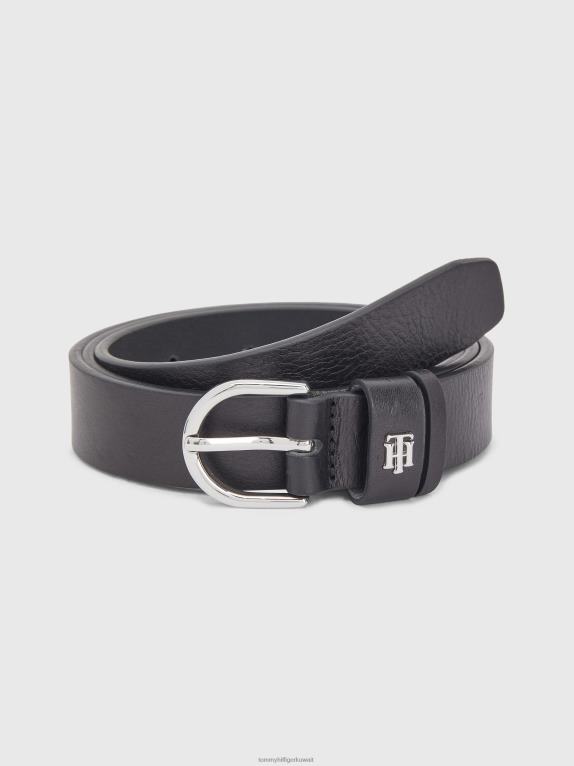 أسود Tommy Hilfiger حزام جلد مونوغرام 446441853
