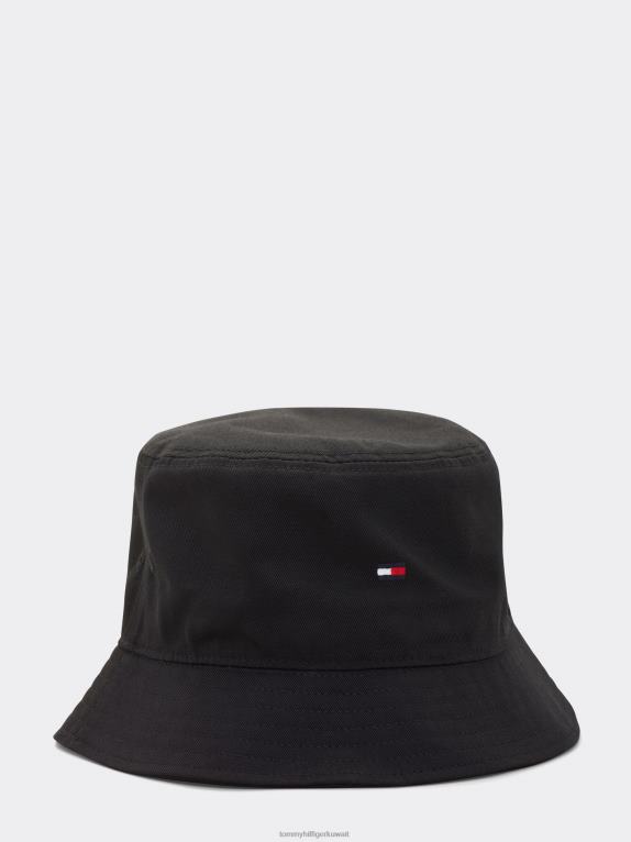 أسود Tommy Hilfiger قبعة دلو من القطن العضوي مطرزة بالعلم 446441887