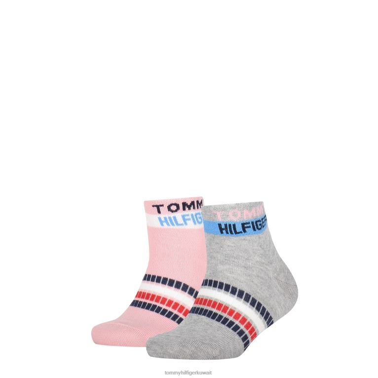 مزيج رمادي فاتح / ص Tommy Hilfiger عبوة من شريطين بشعار ربع للأطفال 44644190