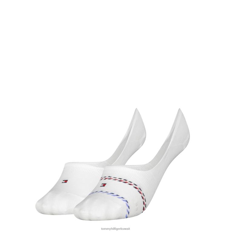 أبيض Tommy Hilfiger عبوة من قطعتين من الجوارب المضلعة متوسطة القطع 446441904