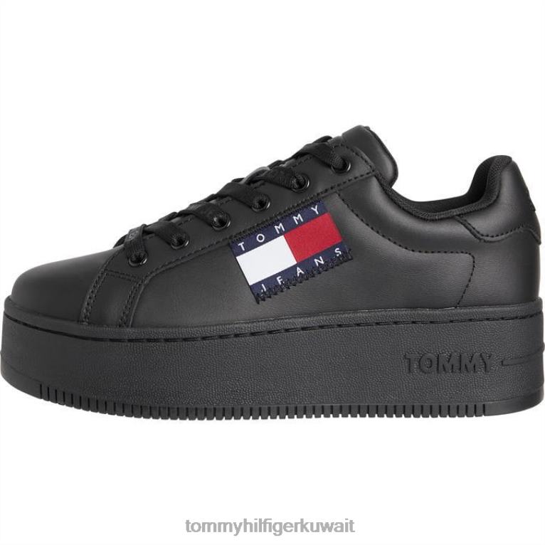 بي دي اس سوداء Tommy Hilfiger حذاء رياضي مسطح ذو أيقونة أساسية 4464419496