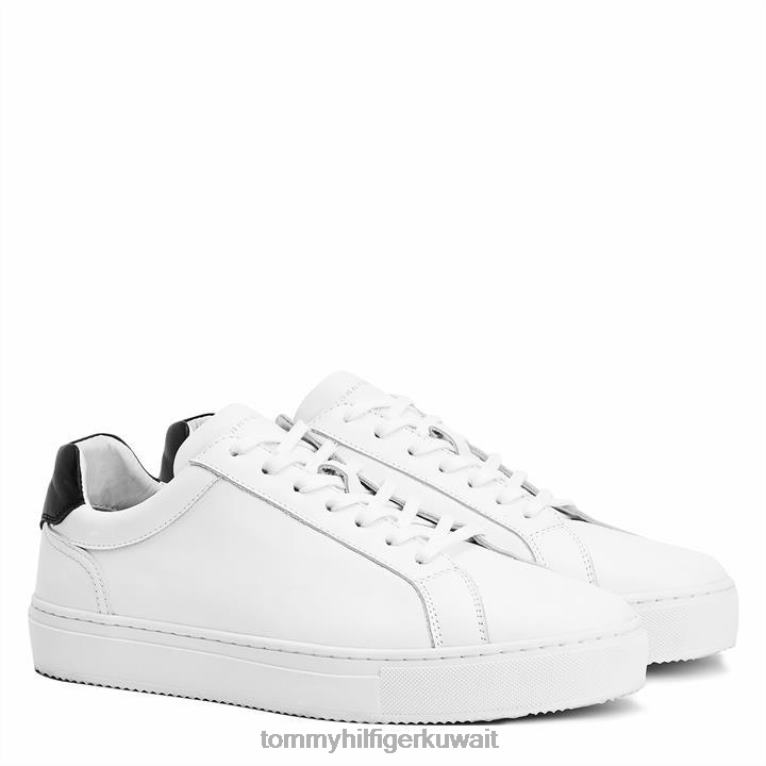 أبيض أسود Tommy Hilfiger أحذية رياضية جلدية فاخرة 4464419534