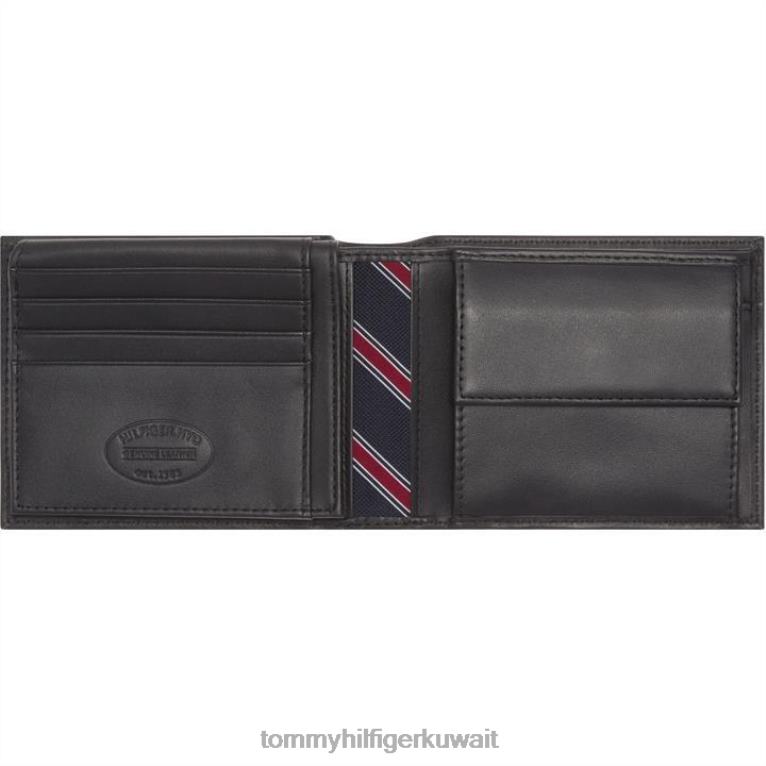 أسود Tommy Hilfiger محفظة إيتون بقلاب ومحفظة جيب للعملات المعدنية 4464419535
