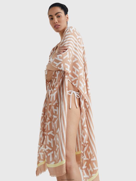 حيادي Tommy Hilfiger قفطان وحقيبة شاطئ مونوغرام 446441955