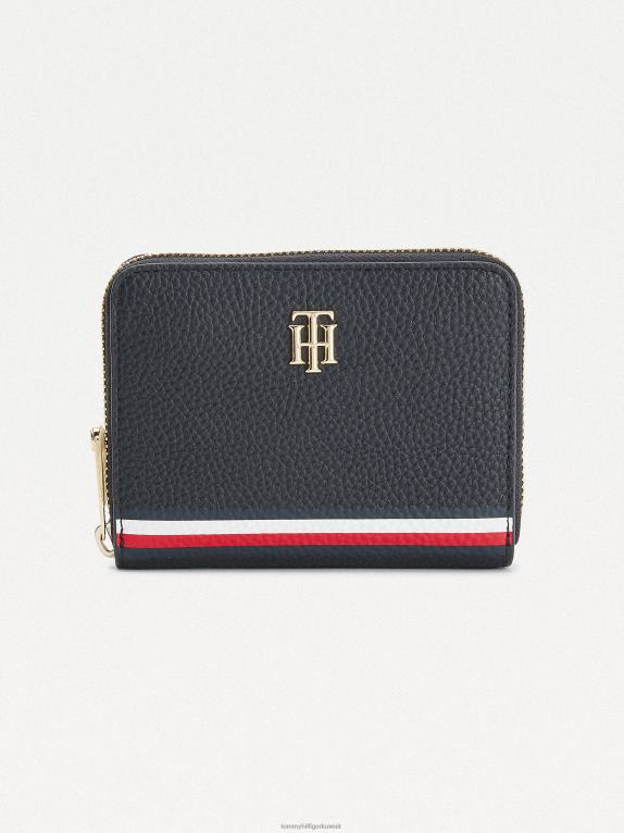 أسود Tommy Hilfiger محفظة متوسطة الحجم بسحاب حولها 446441956
