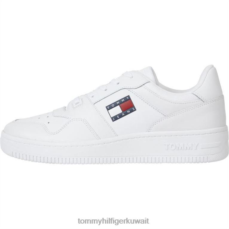 يبر ابيض Tommy Hilfiger المدربين سلة جلدية الرجعية 4464419560