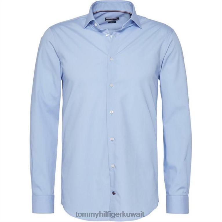 أزرق Tommy Hilfiger قميص بوبلين مطاطي بقصة ضيقة 4464419564