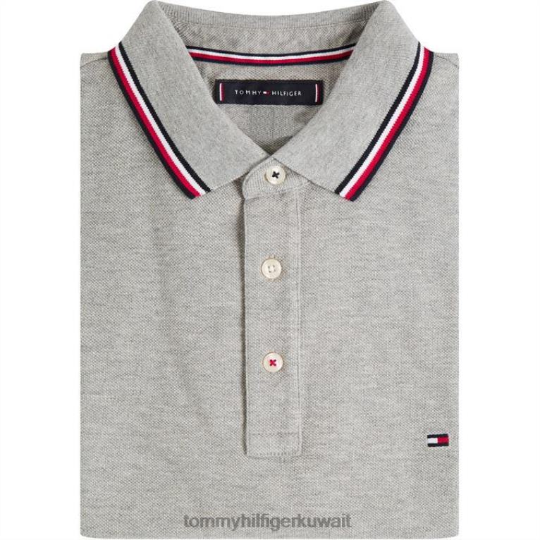 رمادي متوسط Tommy Hilfiger قميص بولو نحيف ذو أطراف أساسية 4464419592