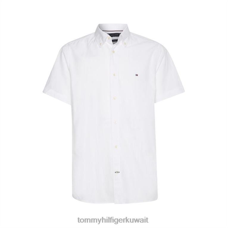 يبر ابيض Tommy Hilfiger قميص بوبلين قصير الأكمام 4464419617